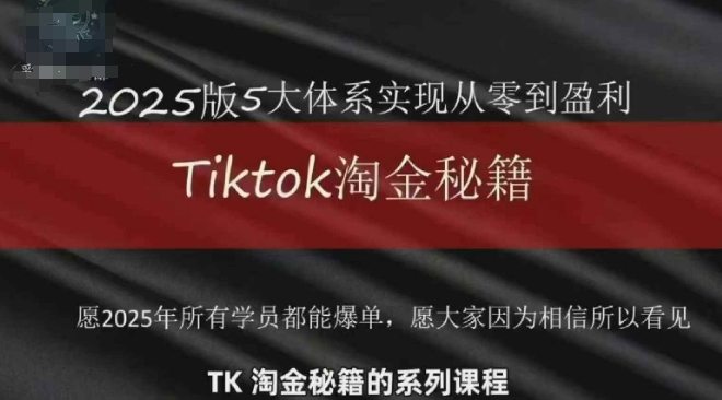 TikTok跨境2025淘金秘籍，?2025TikTok从0到盈利变现