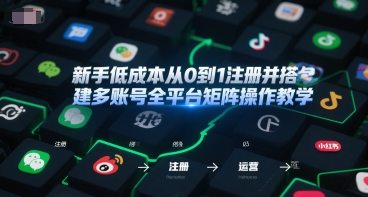 新手低成本从0到1注册并搭建多账号全平台矩阵操作教学，手机号-邮箱-IP-工具