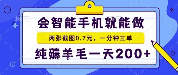 2025年零撸手机项目，二十秒一单，纯薅羊毛，一天200+做就有【揭秘】