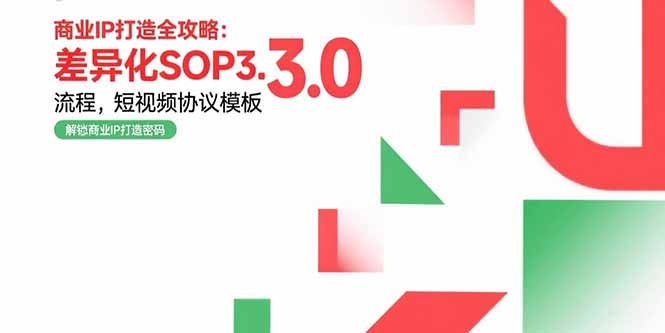 商业IP打造全攻略：差异化SOP3.0流程，短视频协议模板，婚恋项目实战案例