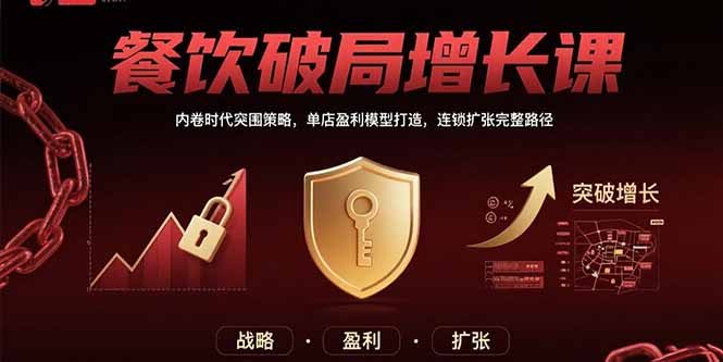 餐饮破局增长课：内卷时代突围策略，单店盈利模型打造，连锁扩张完整路径