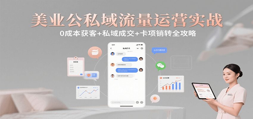 美业公私域流量运营实战：0成本获客+私域成交+卡项销转全攻略