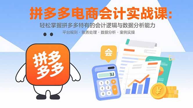 拼多多电商会计实战课：轻松掌握拼多多特有的会计逻辑与数据分析能力