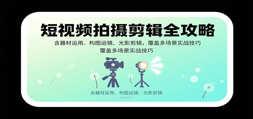 短视频拍摄剪辑全攻略：含器材运用、构图运镜、光影剪辑，覆盖多场景实战技巧