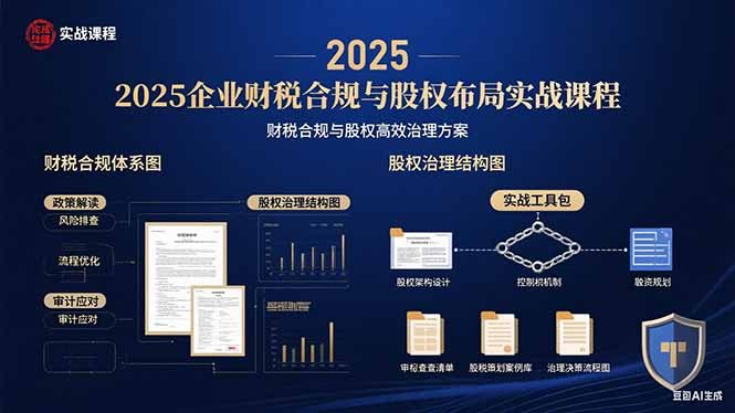 2025企业财税合规与股权布局的实战课程：财税合规与股权高效治理方案