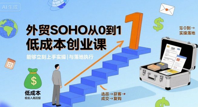 外贸SOHO从0到1低成本创业课，能够立刻上手实操与落地执行