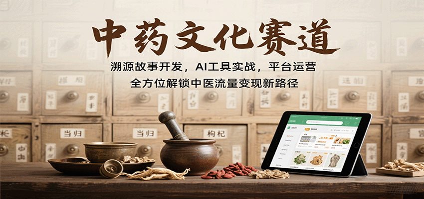 中药文化赛道：溯源故事开发，AI工具实战，平台运营，全方位解锁中医流量变现新路径