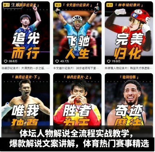 体坛人物解说全流程实战教学，爆款解说文案讲解，体育热门赛事精选