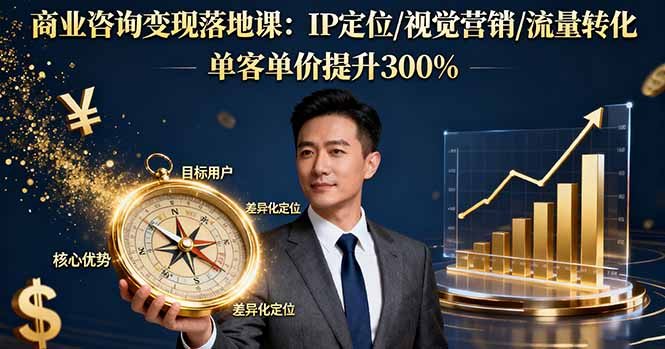 商业咨询变现落地课：IP定位/视觉营销/流量转化，单客单价提升300%