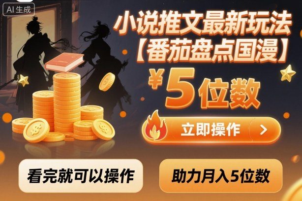 小说推文最新玩法，助力月入5位数【番茄盘点国漫】玩法，看完就可以操作