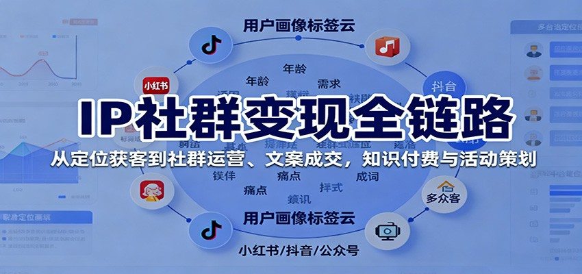 IP社群变现全链路，从定位获客到社群运营、文案成交，知识付费与活动策划