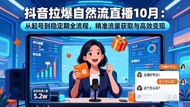 抖音拉爆自然流直播10月：从起号到稳定期全流程，精准流量获取与高效变现