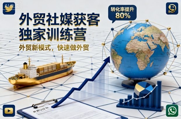 外贸社媒获客独家训练营，外贸新模式，快速做外贸