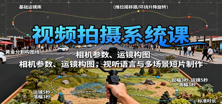 视频拍摄系统课：相机参数、运镜构图，视听语言与多场景短片制作