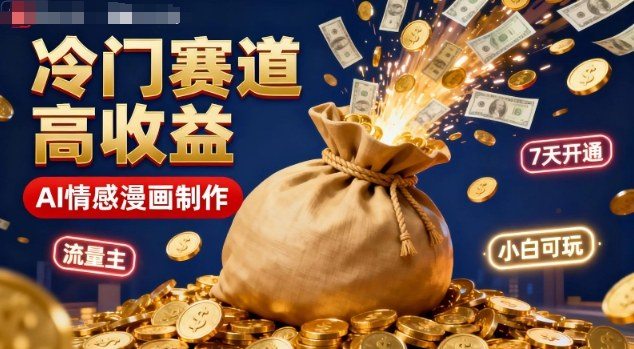 公众号冷门赛道，用AI做情感漫画，7天开通流量主，操作简单，小白可玩