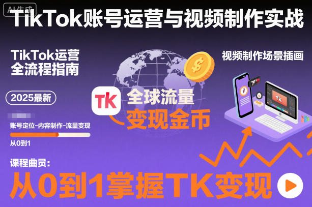 2025最新TikTok账号运营与视频制作实战全流程，从0到1掌握TK变现(含11月最新TK搬运技术)