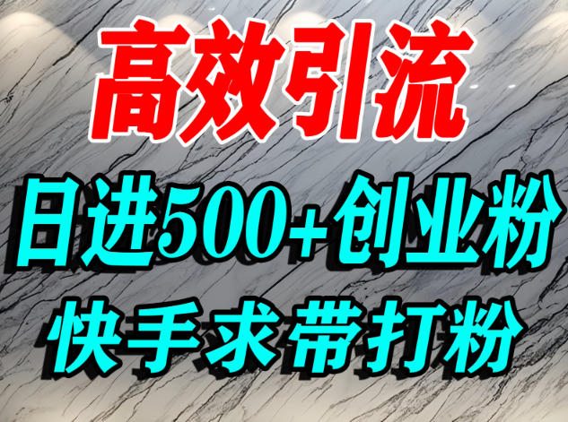 怎么打创业粉？快手求带视角精准引流创业粉，宝妈、学生群体日进500+精准流量