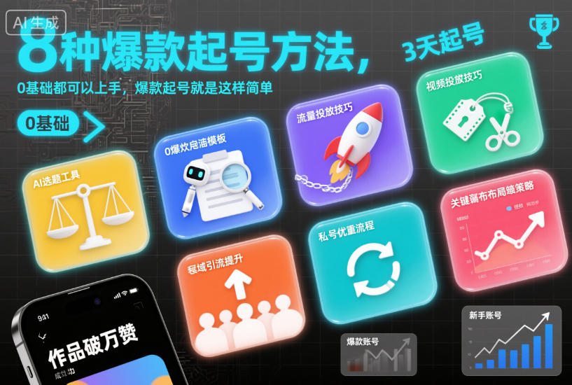 8种爆款起号方法，0基础都可以上手，爆款起号就是这样简单