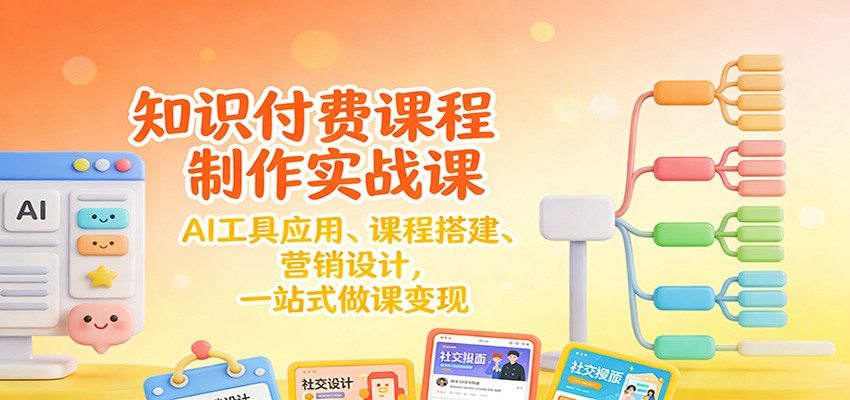 知识付费课程制作实战课：AI工具应用 、课程搭建、营销设计，一站式做课变现