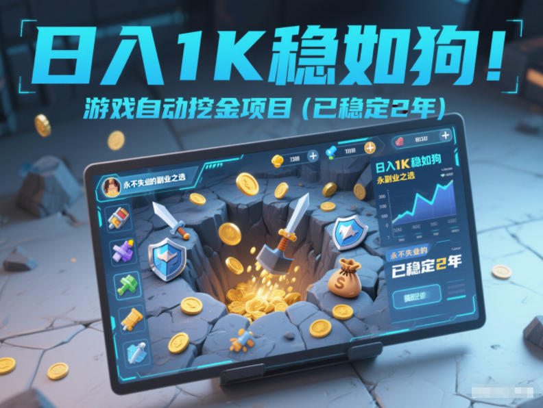 日入1K稳如狗！游戏自动挖金项目(已稳定2年)，永不失业的副业之选【揭秘】