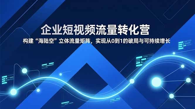 企业短视频流量转化营，构建“海陆空”立体流量矩阵，实现从0到1的破局与可持续增长