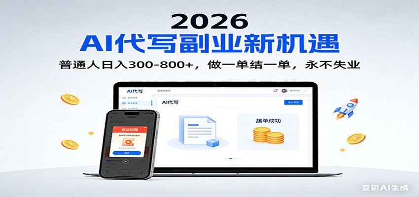 2026 副业首选！AI 代写日入 300-800，普通人0门槛，做一单结一单！