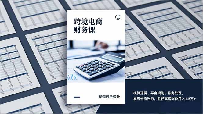 跨境电商财务课，核算逻辑、平台规则、账务处理，掌握全盘账务，胜任高薪岗位月入1.5万+