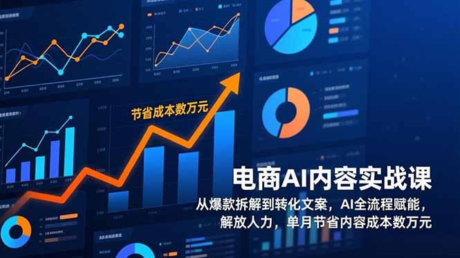 电商AI内容实战课，从爆款拆解到转化文案，AI全流程赋能，解放人力，单月节省内容成本数万元