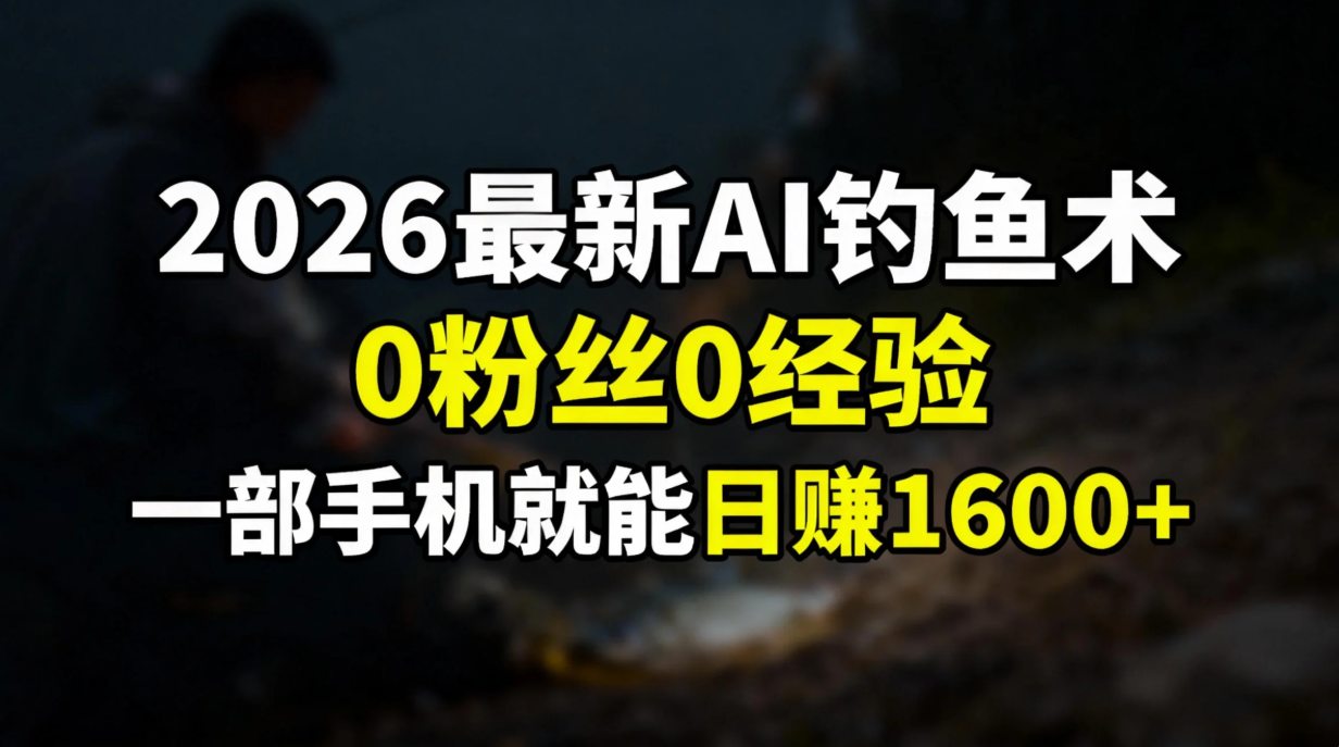 2026最新AI钓鱼术:0粉丝0经验，一部手机就能开启赚钱模式