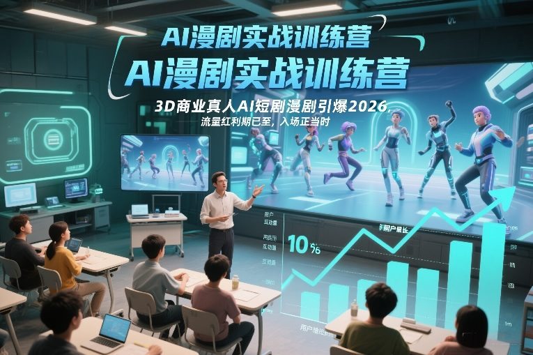 AI漫剧实战训练营，3D商业真人AI短剧漫剧引爆2026，流量红利期已至，入场正当时