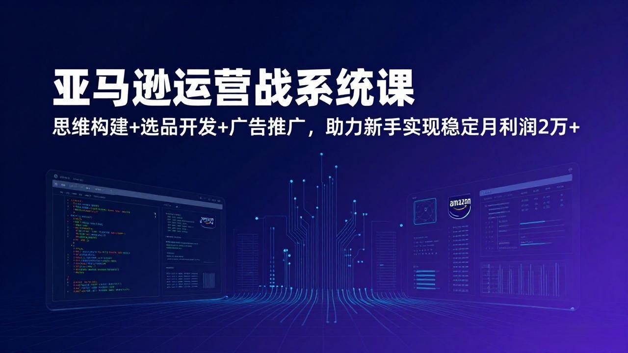 亚马逊运营实战系统课，思维构建+选品开发+广告推广，助力新手实现稳定月利润2万+(更新