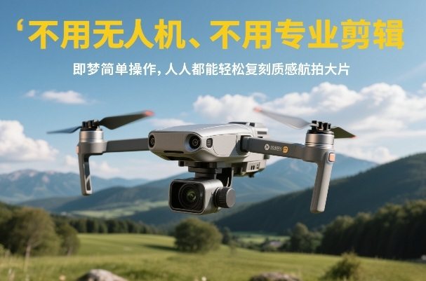 不用无人机、不用专业剪辑，即梦简单操作，人人都能轻松复刻质感航拍大片