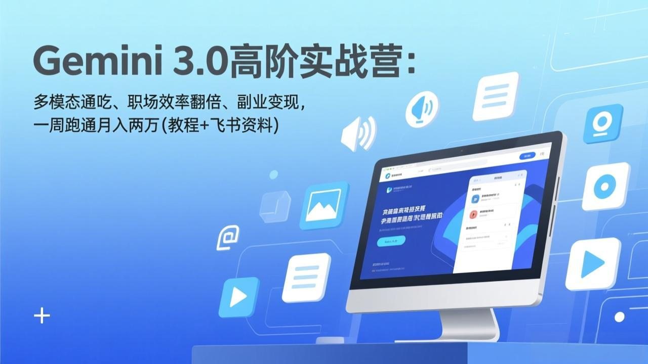 Gemini 3.0高阶实战营：多模态通吃、职场效率翻倍、副业变现，一周跑通月入两万(教程+飞书资料