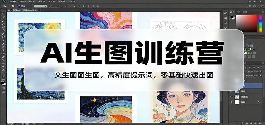 AI生图训练营：文生图图生图，高精度提示词，零基础快速出图