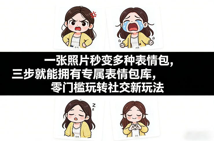 一张照片秒变多种表情包，三步就能拥有专属表情包库，零门槛玩转社交新玩法【文档】