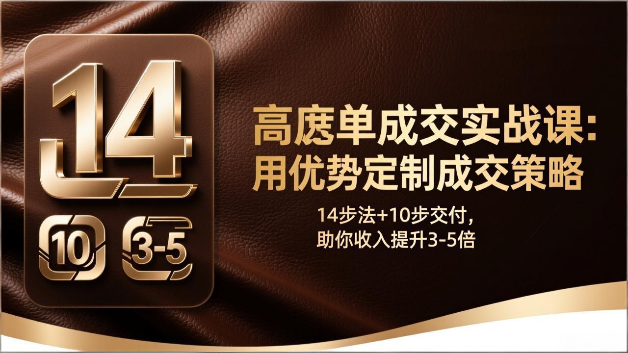 高客单成交实战课:用优势定制成交策略,14步法+10步交付,助你收入提升3-5倍