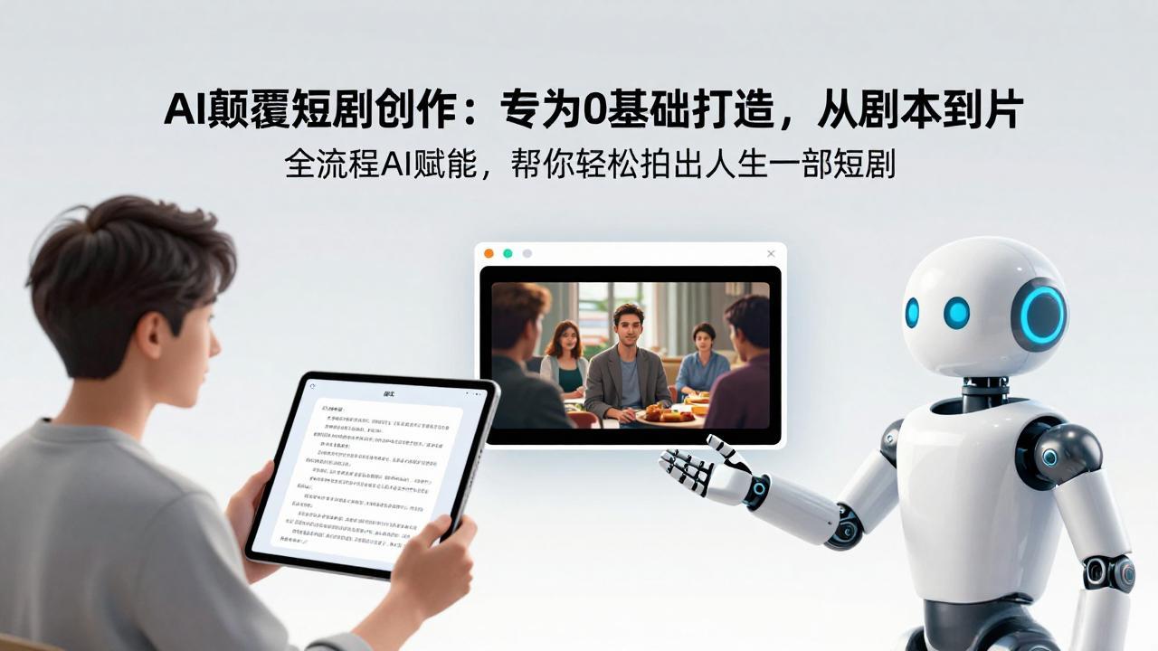 AI颠覆短剧创作:专为0基础打造,从剧本到成片全流程AI赋能,帮你轻松拍出人生第一部短剧
