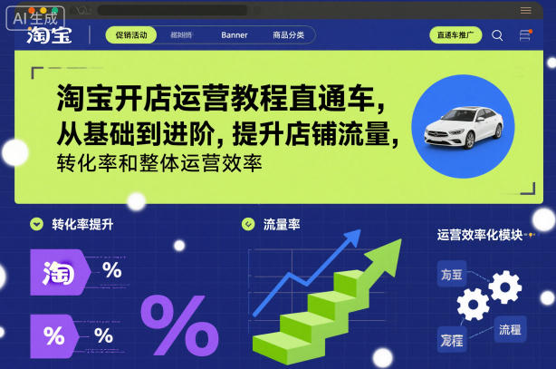 淘宝开店运营教程直通车，从基础到进阶，提升店铺流量，转化率和整体运营效率(更新26年3月)